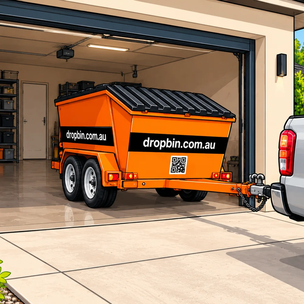 A Drop Bin delivered and parked on a driveway