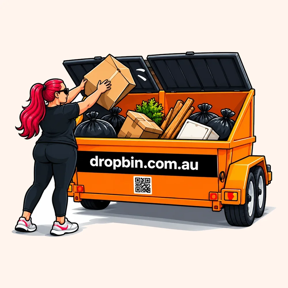 A woman loading a box into an open Drop Bin